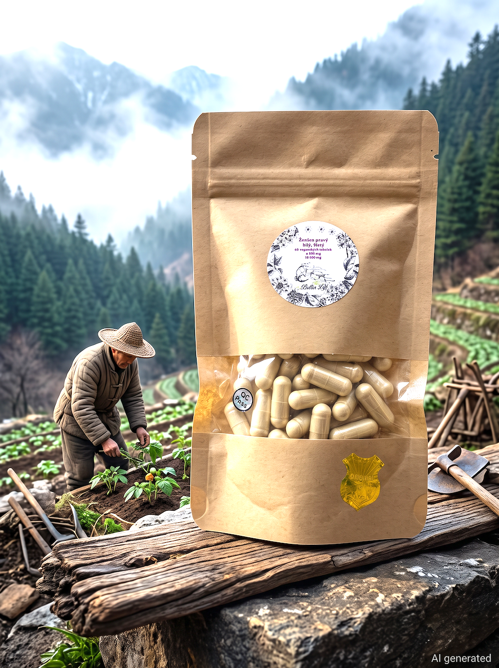 Ženšen čínský, tobolky, 9letý, 60 ks, 30 gramů